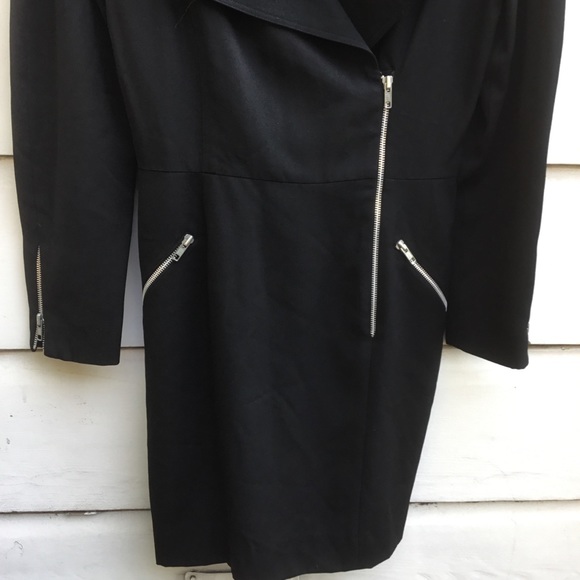 Rickie Freeman for Teri Jon vintage black dress with zippers and shoulder pads 8 - Picture 8 of 10